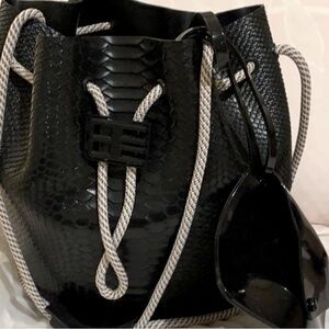 Melissa Lux Bag For Women – Metallic Black, Adjustable Strap, Vegan Melflex Material, Bubblegum Scented